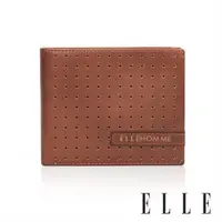 在飛比找森森購物網優惠-【ELLE HOMME】透氣孔面 3卡側翻3窗格 皮夾/短夾