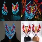 Full Face Japanese Fox Mask Reusable Luminous LED Mask LED Neon Light Mask