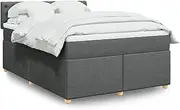 vidaxl Box Spring Bed Double Mattress Topper LED Light - Dark Grey - Bedroom Lounge