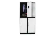 FORTIA 4 Door Metal Storage Cabinet Lockers for Gym Office - Black and Grey