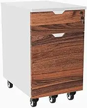 Desky Wooden Minimal Filing Cabinet - White/Hardwood Walnut