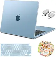 MOSISO Compatible with MacBook Air 13 inch Case 2025 2024 2023 2022 M4 A3240 M3 A3113 M2 A2681, Plastic Hard Shell&Keyboard Cover&Laptop Decals&Type C for MacBook Air 13.6 inch Case, Sky Blue
