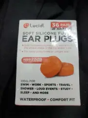 Lucid Audio Soft Silicone Putty Ear Plugs, NRR 22DB, Orange, 36 Pair