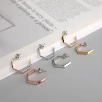 在飛比找momo購物網優惠-【MIESTILO】質感幾何｜白鋼耳環(C字耳環 C型耳環 