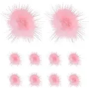 uxcell 10-Pack Faux Fur Pom Poms, 1.2 Inch/ 1 cm Soft Fluffy Pompoms Balls Faux Mint Fur with Elastic Loop Mini for Hats/Bags/Keychains/Knitting Accessories/DIY Crafts [Pink]