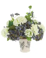 Creative Displays Hydrangea & Viburnum Arranged in Ceramic Vase with Berries