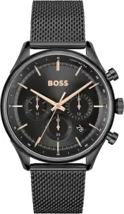 Hugo Boss Gregor Ionic Plated Black Steel Mesh Chronograph Men'S Watch