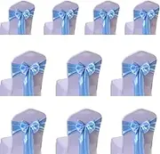 10 PCS Party Decoration Satin Chair Sashes, Satin Bow Tie Soft Chair Sash Bow Ribbon for Wedding, Banquet, Birthday, Event Decoration (Sky-Blue)