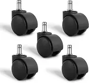 [Dalyndar] Office Chair Caster Wheels Universal 2 Inch Swivel Rolling Castor Replacement Set of 5 Mute Nylon Casters Circlip Stem Fits 99% Stool Computer Gaming Chairs on Carpets and Floors