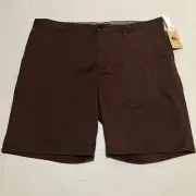 NWT Quicksilver Mens Chocolate Brown Casual Chino Style Shorts Size 38 X 8 Khaki