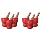 6SET Mini Wooden Mortar Pestle Tradition Cooking Tools Thai Vintage Collectible
