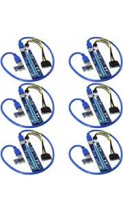 FEBSMART PCI-E Riser for Bitcoin Litecoin ETH Coin Mining 6 PIN Pack Of 6!