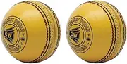 Indoor Yellow Leather Cricket Ball Hand Stitched Grade A Professional 120GM Pack of Two