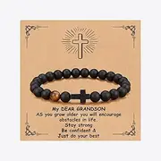 [YOTHIWAD] To My Son Bible Bracelets Inspirational Cross Bracelet to Son Personalized Gifts to Son from Dad Mom Adjustable Bracelet