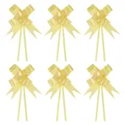 200Pcs 3.3inch Pull Bows Ribbon Gift Wrapping Pull Bow Rose Pattern Yellow