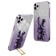 For iPhone 11 Pro Max Cartoon Rabbit Case Pull-out Kickstand Smart Phone Cover