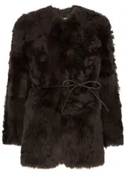 Zimmermann Luminosity Belted Shearling Jacket - Chocolate - S/M S/M