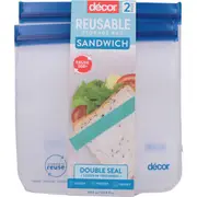 Decor Reusable Lunch Bags Sealable Assorted 2 pack
