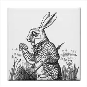 White Rabbit I'm Late Alice In Wonderland Decorative Wall Art Ceramic Tile