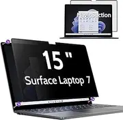 Peslv Privacy Screen for 15 Inch Surface Laptop 7, MagicSuction™ Removable Anti Spy Black Protector, Glare Blue Light Filter for Microsoft Laptop Computer Monitor