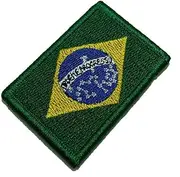 [BR44] BBR254V01 Brazil Flag Embroidered Patch Gold Border Uniform Kart Kimono, Hook Fasteners Attach to Tactical Hats and Gears