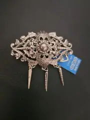 New/old Vintage Whiting And Davis SILVERTONE BROOCH, ORNATE!!!