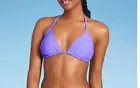 Women'sTriangle Bikini Top - Wild Fable Purple M: Solid Hue, Stretchy, Open Back
