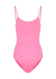 Hunza G Pamela Seersucker Swimsuit - Pink - One Size ONE SIZE