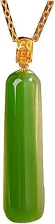 [KONGKNUANK] Necklaces For Women Jade pendant S925 Silver Gold-Plated Natural Hetian Green Jade Cylinder Long Necklace Pendant for Women Yoga Genuine