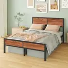 Ufurniture Metal Bed Frame Double Mattress Base Platform Bed Base with Headboard