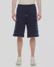 $720 Missoni Men's Blue Embroidered Zig-Zag Drawstring Sweat Shorts Size XL