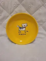 PetRageous Yellow MEOW Silly Kitty Dishwasher/Microwave Stoneware Cat Saucer