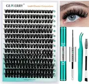 GEMERRY Lash Extension Kit 30D/40D/60D/80D/100D/200D D Curl Lash Clusters Kit Lash Bond and Seal Lash Extension Kit DIY Eyelash Extensions Kit at Home Cluster Lashes Kit Beginners (80D,10-18mm)