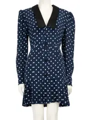 Navy Silk Polkadot Mini Dress