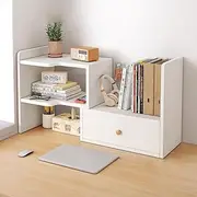 Desktop Bookshelf, Desktop Shelf Desk Organizer Dormitory Study Desk Multilayer, 60cm Lenghth White, White Right Door 30CM