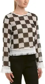 Nicole Miller Multi Checkerboard Breezy Pullover Top Women's Size Medium L53411