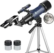 Telescopes for Adults Astronomy, 80mm Aperture 600mm Refractor Telescope for Kids & Beginners, Compact and Portable Travel Telescopio with Backpack (70AZ Blue)