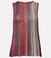 [Missoni] Missoni Striped sequined lamé top UK 6 multicoloured