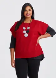 [Taking Shape] Taking Shape Soft Touch Casual Vest Size 22 in Ribbon RED - Plus Size Women's Clearance Ribbon Red