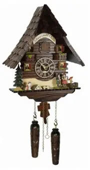 Quartz Cuckoo Clock Black forest house with music TU 413 QM HZZG NEW