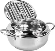 Ruaizel Mini Deep Fryer with Thermometer Control, Stainless Steel Deep Frying Pot, Fryers with Oil Drip Rack and Lid for Fried Chicken French Fries (2.2 L)