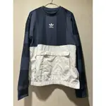 ADIDAS愛迪達 ORIGINALS UTILITY  CREW 男異材質拼接長袖圓領T恤