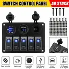 5 Gang 12V 24V Switch Panel ON OFF Toggle LED Rocker Dual USB Car Marine Boat RV