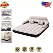 Lightweight King Size Air Mattress with Headboard & Upgraded Pillow Support