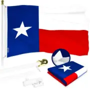 6 Feet Tangle Free Spinning Flagpole (White) Texas Flag Brass Grommets