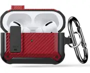 Case for Airpod Pro Case Cover with Lock, Compatible for Airpods Pro 2nd/1st Generation Case (2022/2019), Shockproof Cover for iPods Pro 2 Case Red