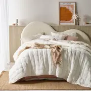 Vintage Design Homewares Queen White Hugo White Cotton Gauze Quilted Coverlet Set