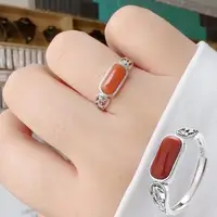 在飛比找momo購物網優惠-【KT DADA】女戒指 純銀戒指 瑪瑙戒指 指環 鏤空戒指
