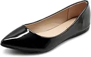 [Ollio] Women's Shoe Ballet Basic Pointed Toe Comfort Enamel Flat