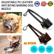 Adjustable Leather Anti Biting Barking Dog Muzzle Cover Mouth Mask Stop Chewing